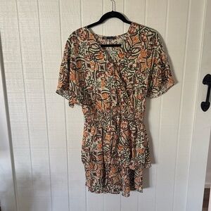 Zara Orange and Black Patterned Mini Dress
